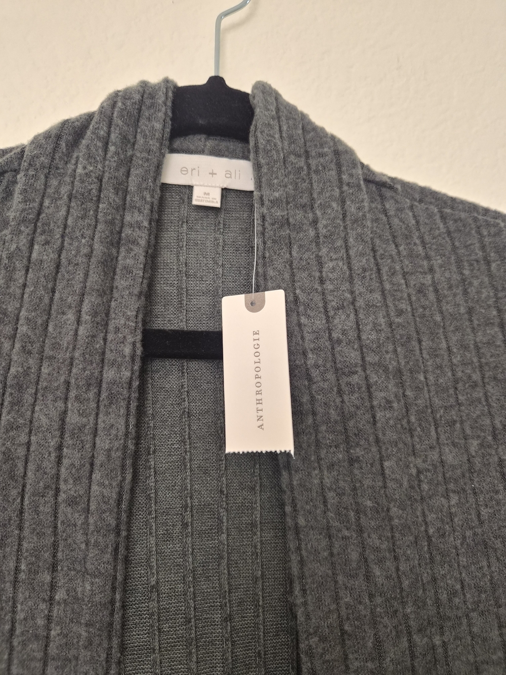 Open-Front Olive Ribbed Knit Cardigan - Picture 3 of 4